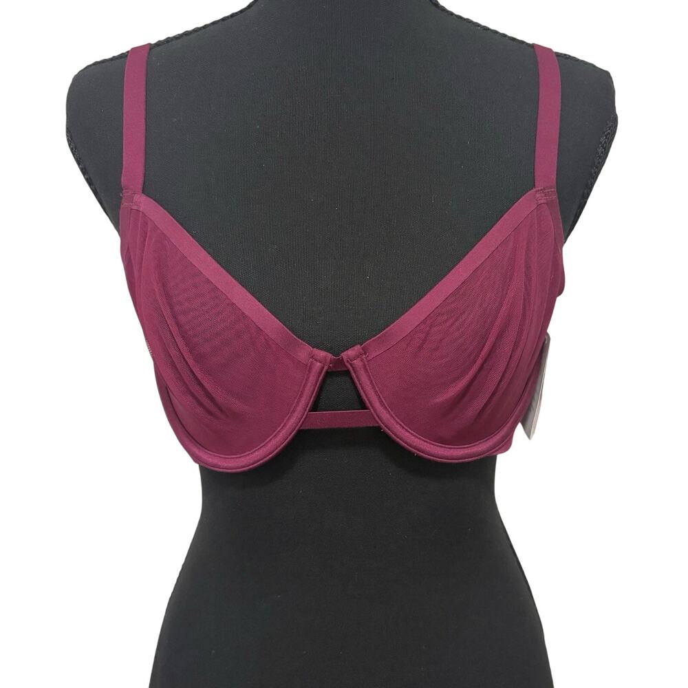 Auden 36B NWT Berry Mesh Unlined Demi Underwire Bra